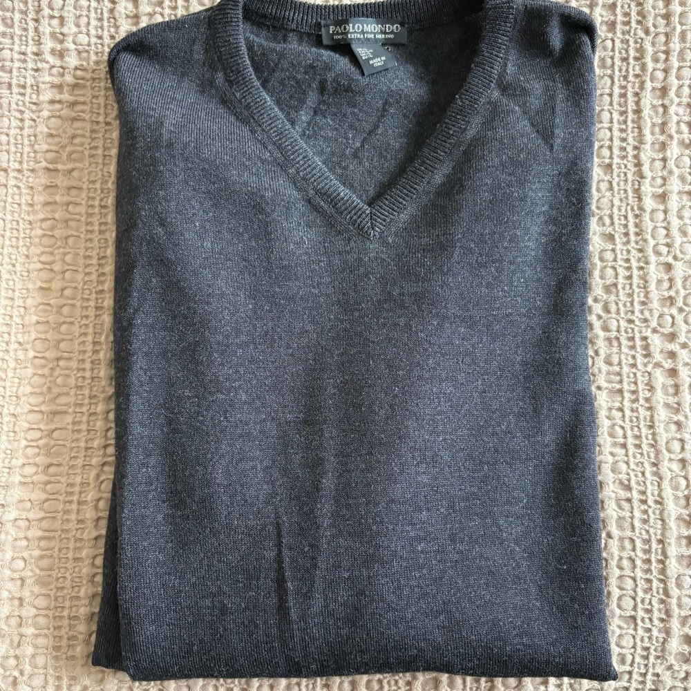 Men's Gray V-Neck Sweater